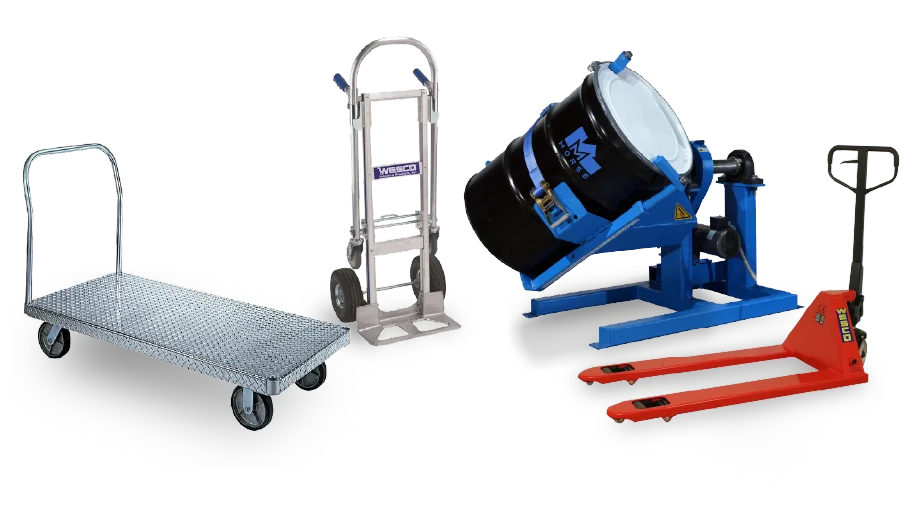 Pallet jacks, hand trucks, drum handlers and lift tables in stock in Miami