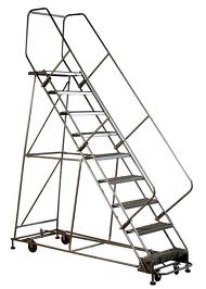 Rolling Steel Ladders with Safety Brakes