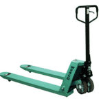 A green Wesco pallet jack